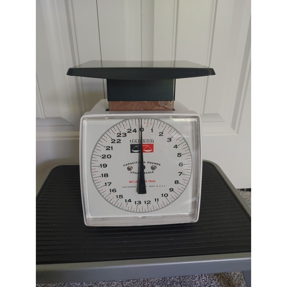 Vintage Hanson Kitchen Utility Scale 25lb Weight Mid Era Mechanical Metal Indust